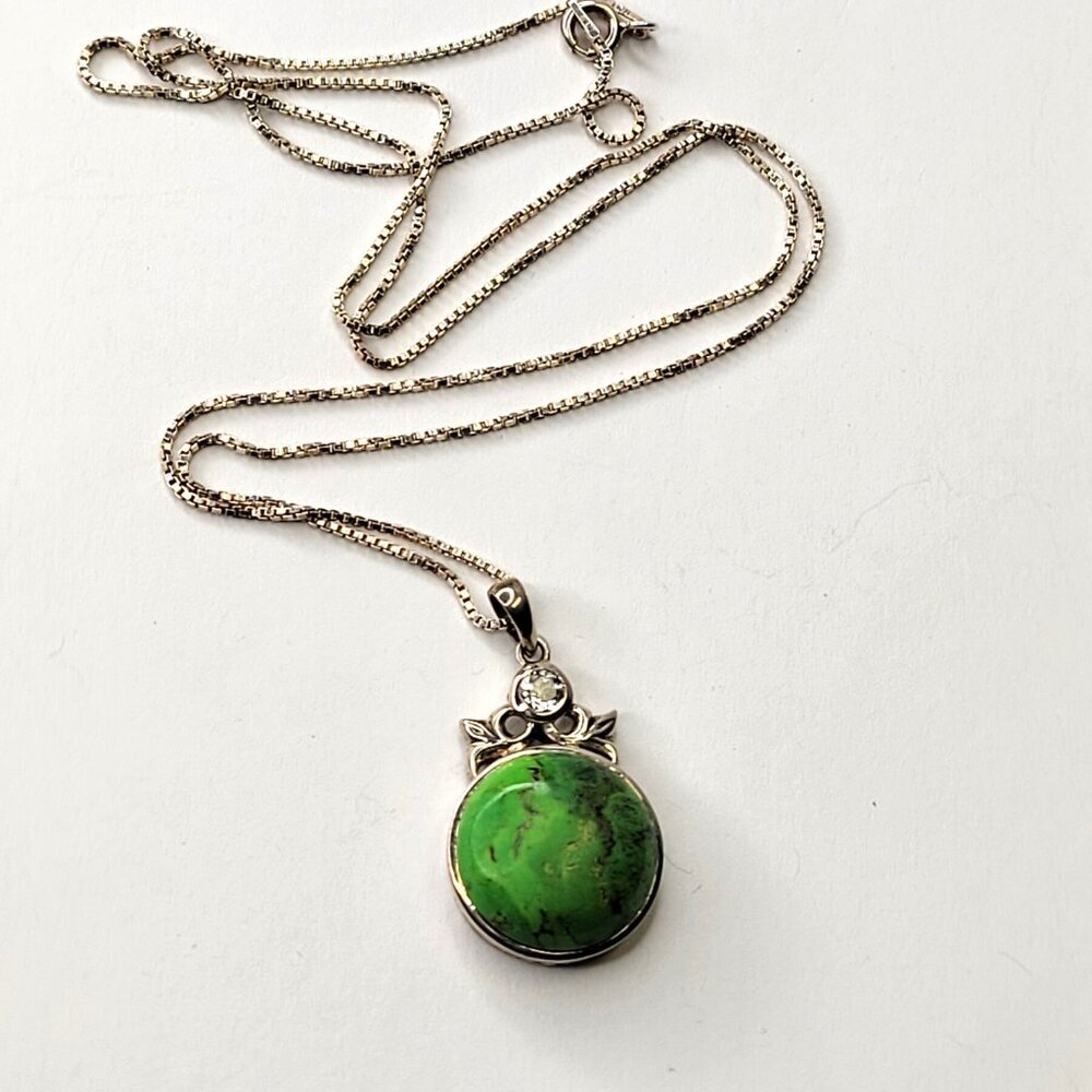 Green Copper Turquoise Copper Sterling Silver Stamped With Silver 925 Chain